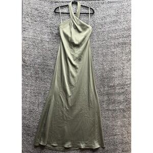 BHLDN Ruby Twist Halter Satin Gown Moss Green Size 8 By Anthropologie NWT